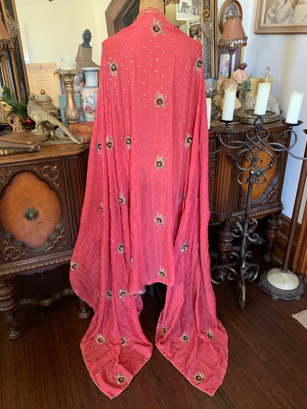 Vintage Exotic Eastern Princess Beaded Dupatta Sari Shawl Ranaissance-inspo Cape
